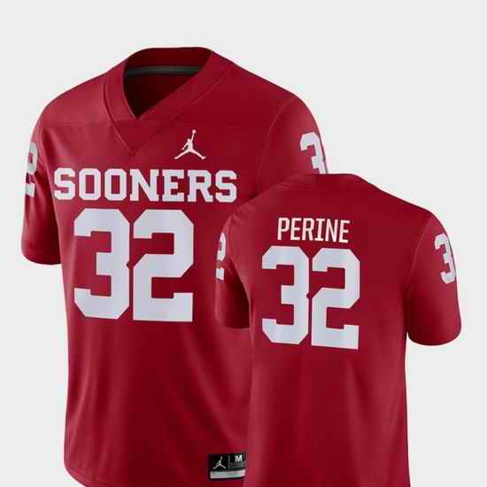 Men Oklahoma Sooners Samaje Perine 32 Crimson Game College Football Jersey